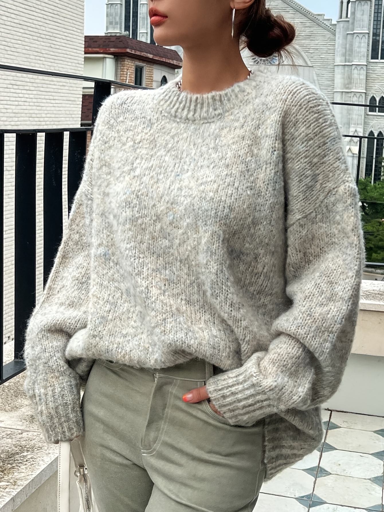 elegant fashion women's knitted sweater polyester solid Temu Canada
