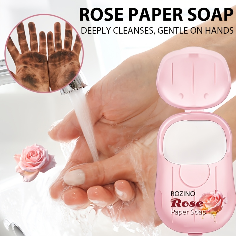 Portable Rose Scented Soap Sheets, 50pcs Box