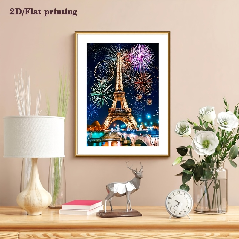Image of 1pc In Fireworks Diamond Painting Kit, Adult Diy Round//frameless/diamond Artwork, Exquisite Decorative Painting/wall Hanging For Room, Bedroom, Study, And Other Indoor Spaces, Craft Gift For