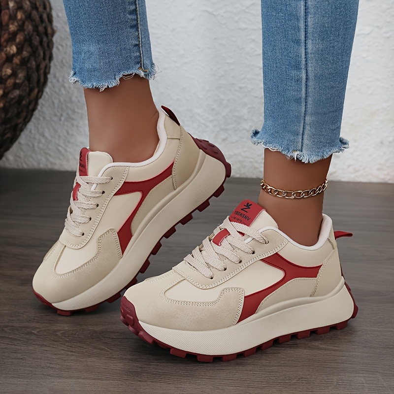 baskets dextérieur pour femme 2025 printemps/été, chaussures polyvalentes décontractées respirantes à semelle épaisse et à   surélever pour la randonnée, le skateboard, chaussures pour femme Détails du produit 6