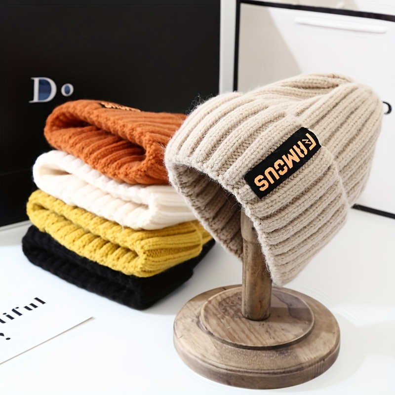 

1pc Famcus Women's Knitted Beanie Hat - Polyester Furry Cap With Lightweight Warm Ear Protection, Korean Fashion Style, Versatile Winter Headwear