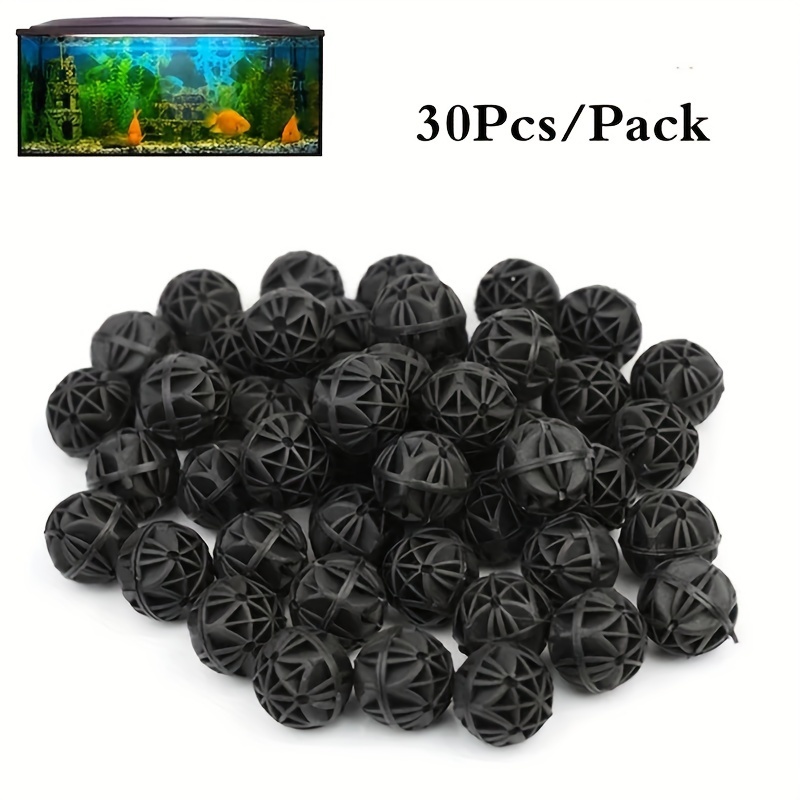 

30pcs Bio Balls, Black Aquarium Pond Filter Media, Canister Balls For Marine Sump Fish Water