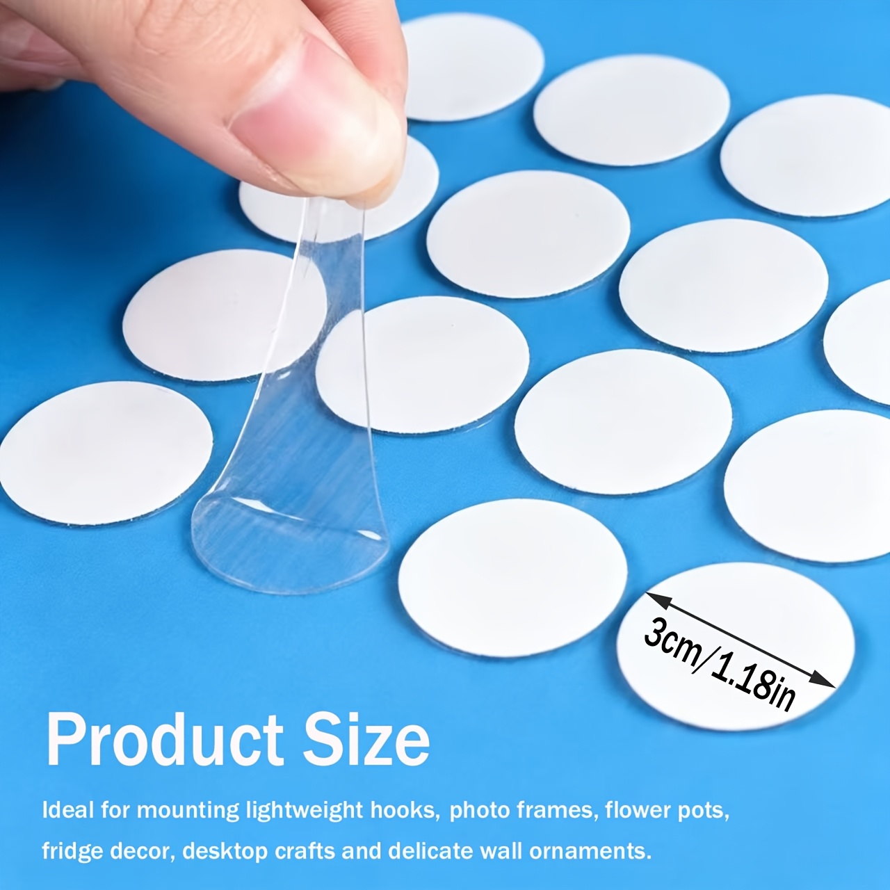 TEMU 50pcs Points Adhésifs Ronds Double Face de 3cm/1.18in, Ruban Nano Fort Adhésif Résidu, Autocollants Transparents, Adaptés pour Affiches, Murs,