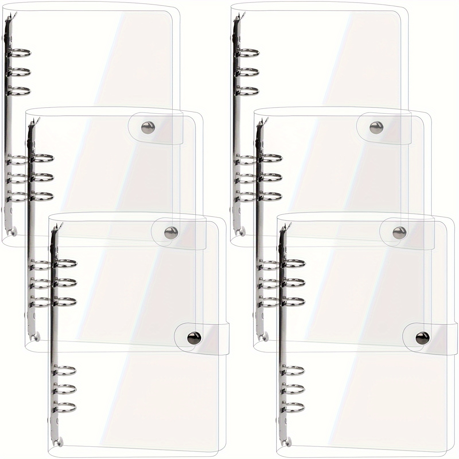 Organizational, Joumoswk 6pcs A5 Clear Pvc Binders - Soft, Refillable 6-ring Notebook Covers With Snap Closure, Transparent Loose Leaf Organizer, 9.3" X 7