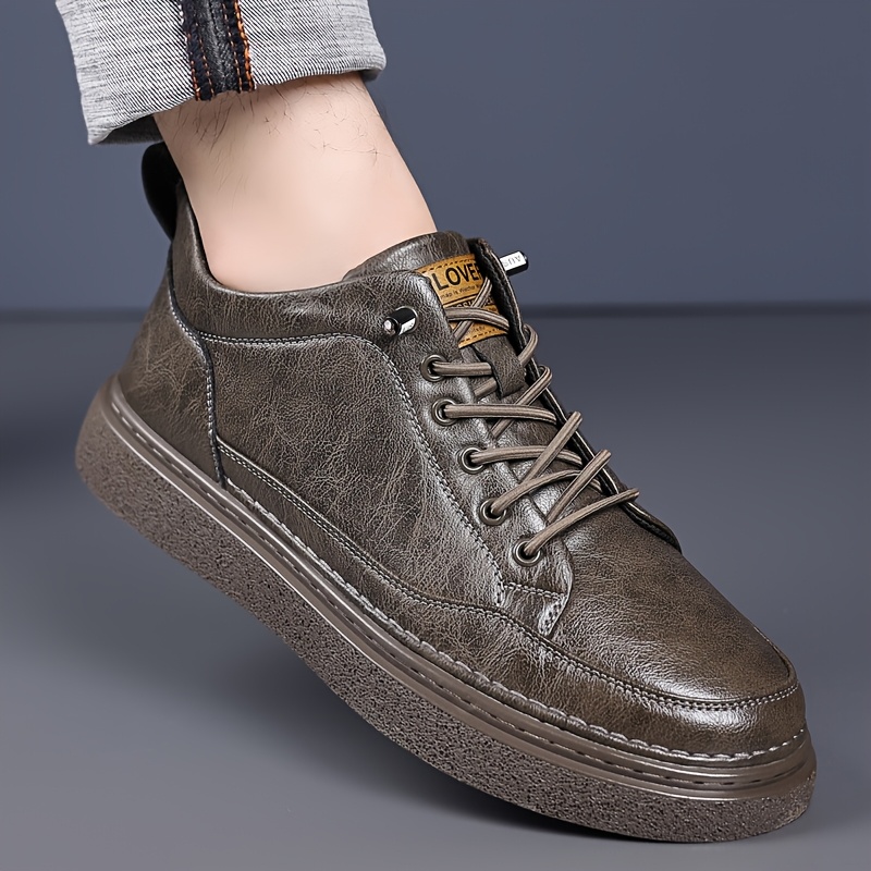 Men's Mid-Top Casual Sneakers - Lace-Up Design with Textured Finish & Chunky Platform Sole Comfortable Durable Footwear for Daily Casual, Streetwear & Weekend Wear