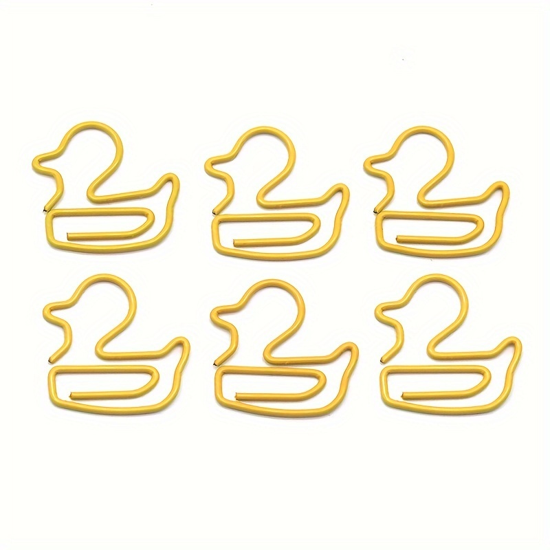 

30pcs Duck Shape Paper Clip, Yellow Metal Crank Pin, Office Data Classification Clip, Student Test Paper Clip, Small Yellow Clip, Office Stationery Supplies