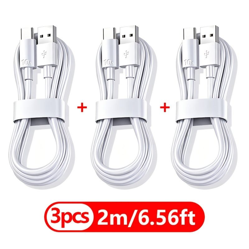 3pcs Set Of 10a/66w Transmission Charging Cable Usb To Type-c Fast Charging Data Cable Suitable For Charging For Oppo For Huawei For Vivo Type-c Interface Devices