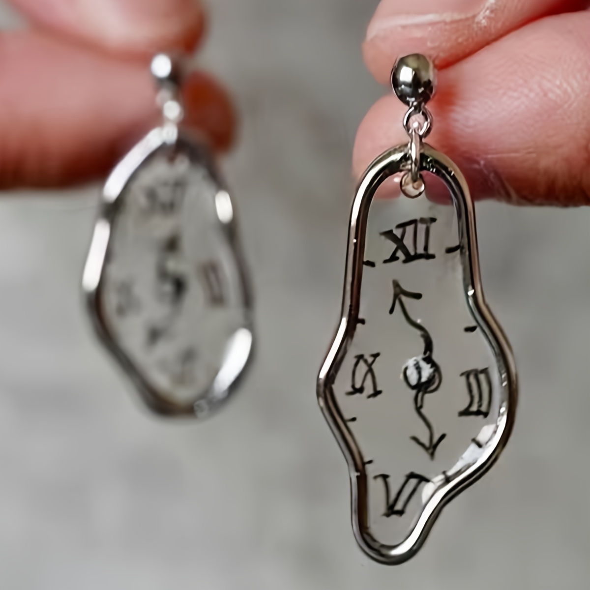 Unique Vintage Asymmetrical Clock Earrings
