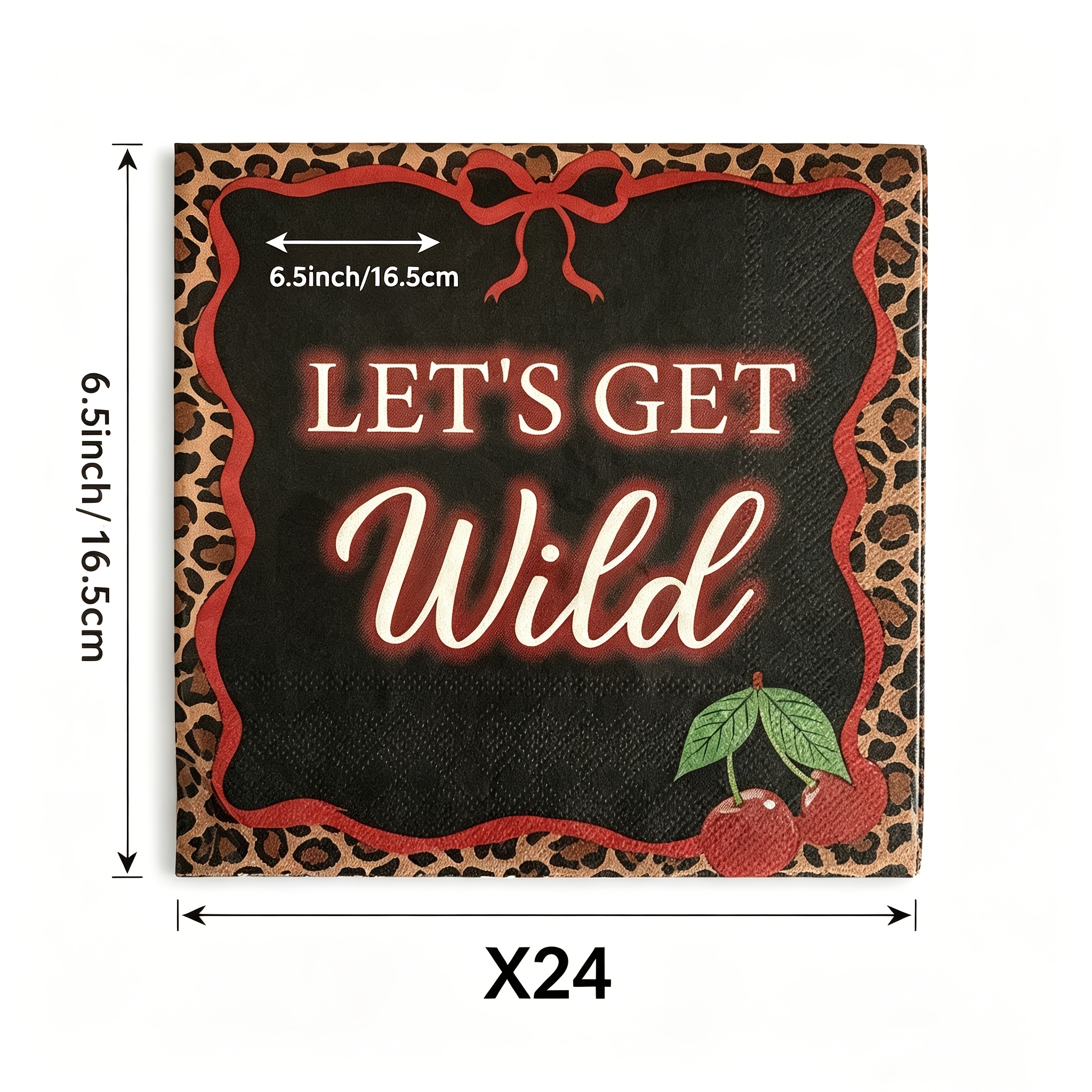 TEMU A Set Of 24pcs, Leopard Print Cherry Text Themed Party Disposable Paper Napkins