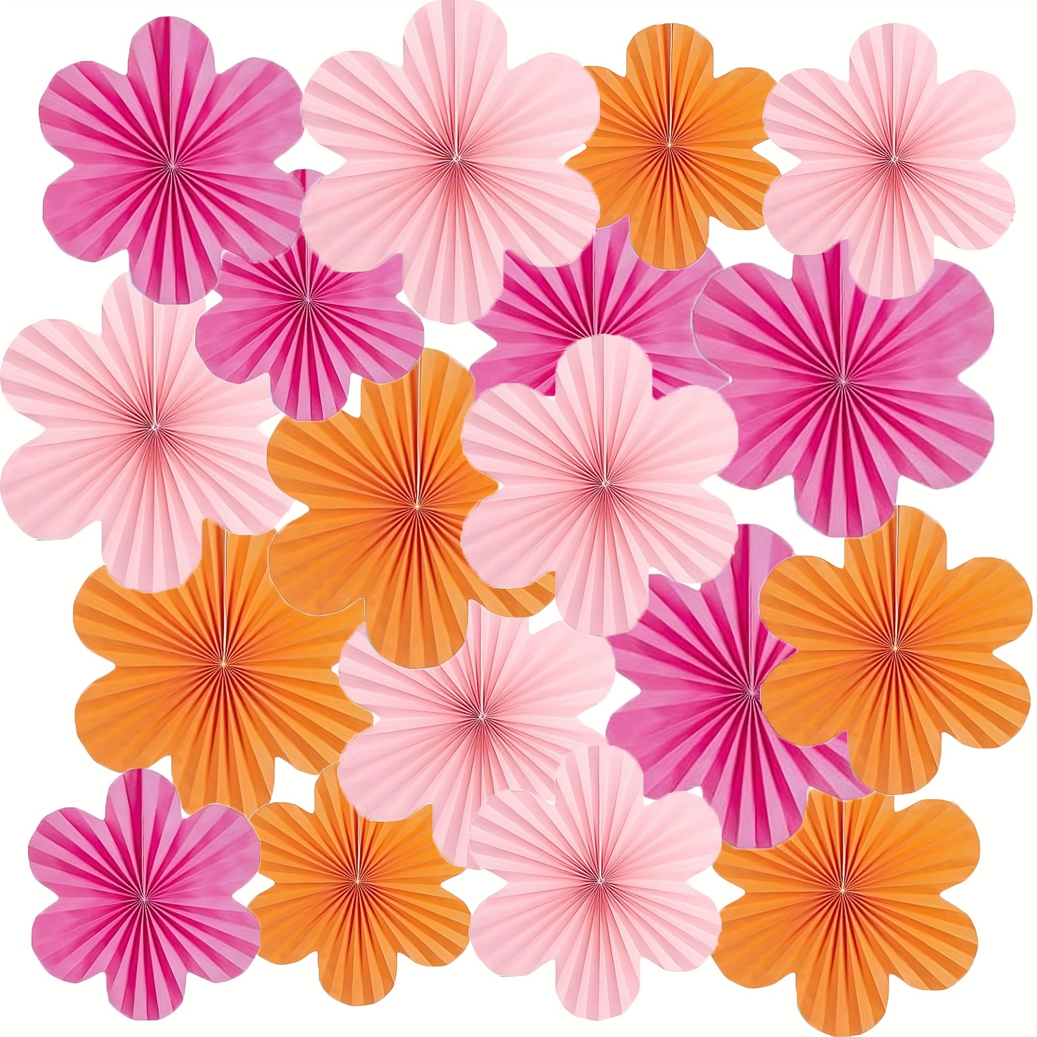 TEMU 18pcs 2 Sets de Papier Peint Éventails Fleurs en Papier, Décorations Florales Suspendues en Papier, Convient pour la Décoration de Salle de