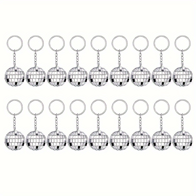 9/18pcs 3cm/1.18in Disco Mirror Ball Reflective Keychain Outdoor Backpack Keychain Mountaineering Decoration Accessories Style