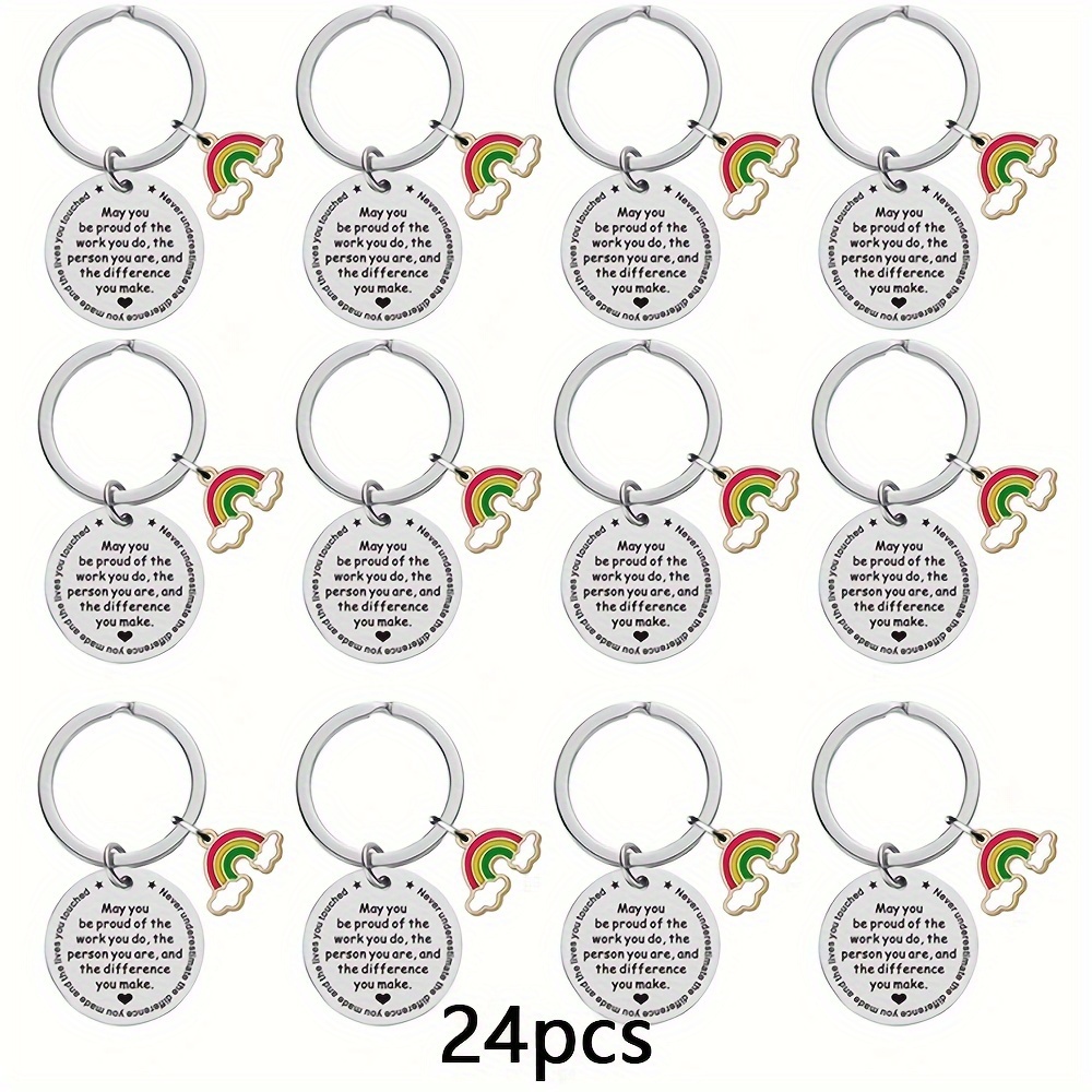 

24pcs Inspirational Steel Keychain Set - Motivational Key For And Personal Use