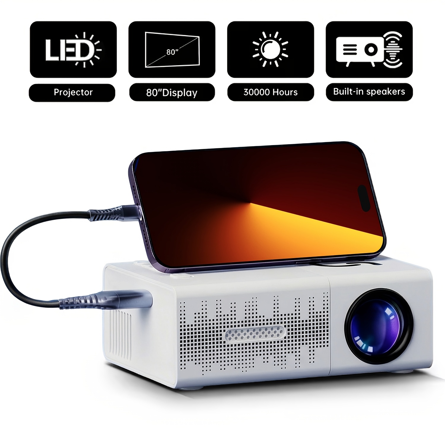 Image of Mini Projector, Local 1080p Portable Movie Projector, Home Theater Projector, 1920 X 1080p Resolution, Supports Mobile Phone Projection, Suitable For Ios/tv Stick/usb/laptop And Other Devices