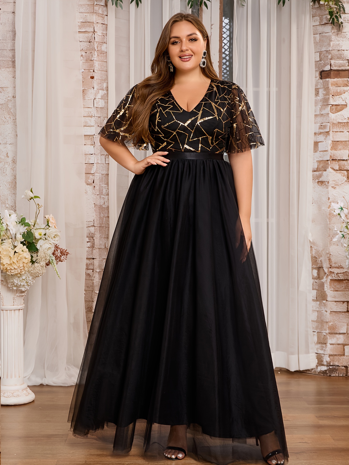 plus size black formal dresses Black Mermaid Modest Long Elegant Evening Prom Dresses, Plus Size Brid –  bridalsew main image 1