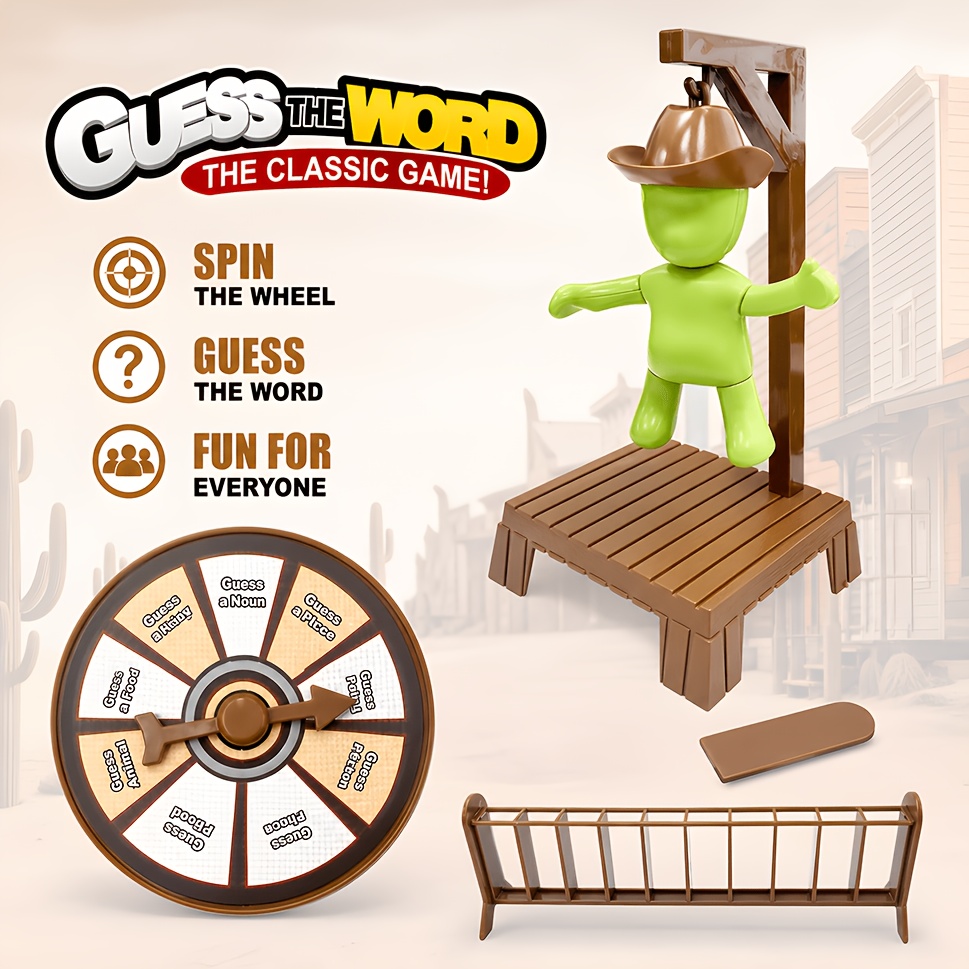 TEMU Classic Word Guessing Board Game With Spinner & Removable Figure, 3d Interactive Tabletop Spelling Toy, Educational Game Gift, Multiplayer Word