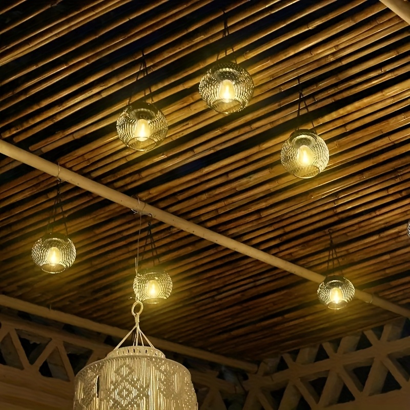 ip65 1/2 stuks zonne buitenlamp, gaaslampe, metalen hangende waterdichte zonnelamp voor tuinpatio doorgang exterieur decoratieve lantaarn 2