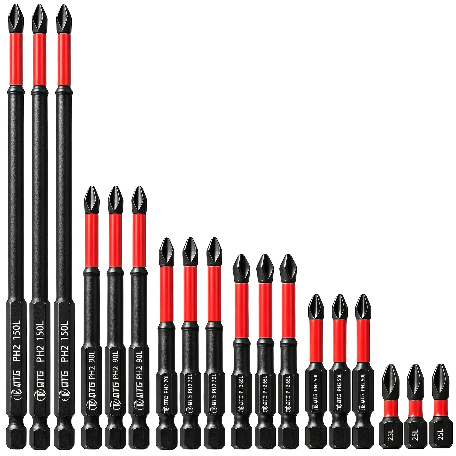 TEMU Juego de 18 puntas de destornillador magnéticas QTG - Brocas de cambio rápido de par con puntas magnéticas, vástago de 1/4" Phillips, aptas para