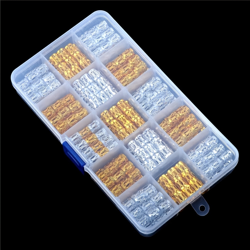 E-shop 300 Stück Dreadlock-Schmuck Aluminium Deadlocks Perlen Verstellbare Metallmanschetten Haar Flechtperlen Haardekorationen Clips (Gold und Silber)