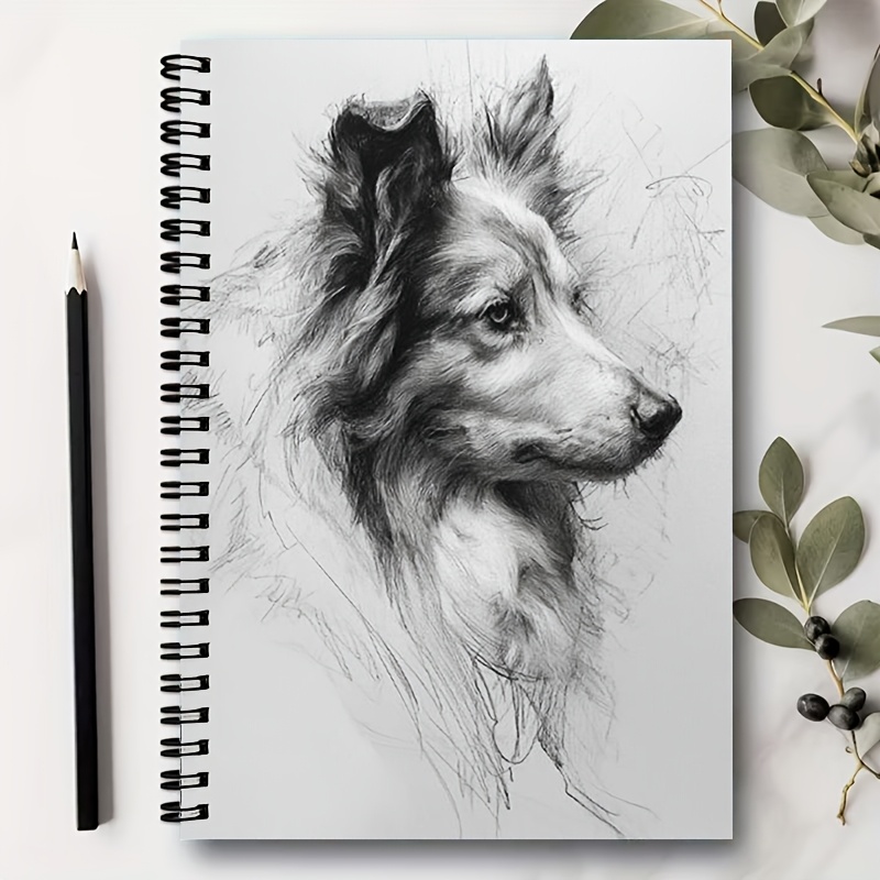 Artikelbild  . 2d flaches hunde-skizzen a5 personal organizer notizbuch, 100 seiten 14,5 x 21 cm/5,7 x 8,26 zoll, tägliches journal für  ,   für weihnachts- geburtstagsgeschenke, ideal für home office schule schreiben