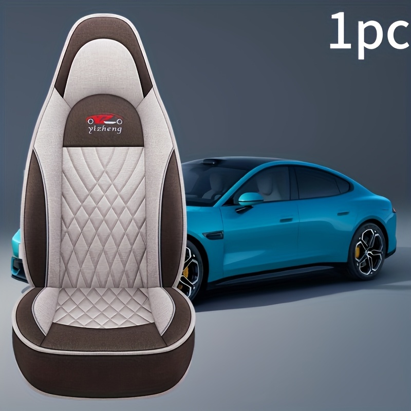 TEMU Housses de siège de voiture de luxe en lin à couverture intégrale avec appuie-tête intégré, ajustement universel toutes , confortables,