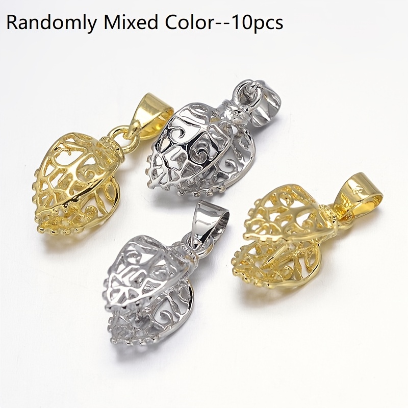 E-shop Set mit 10 Schmuckverschlüssen, mit Vintage Messing Eisstechern, Messing Anhänger Pinch Bails und Blättern in verschiedenen Farben, Größe