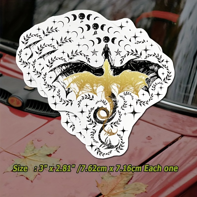 Image of 3pcs Fourth Wing Dragon Rider Bookish Stickers Compatible For Fourth Wing - Die-cut Dragon Rider Decals Suitable For Books, Laptop, Phone, Water Bottles - Collectible Fantasy Literature Stickers