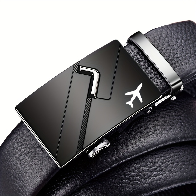 Men's Airplane Pattern Automatic Buckle Belt