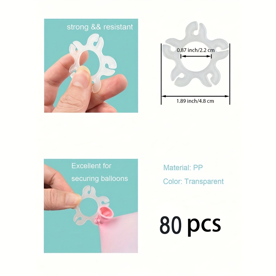 TEMU 4.8 cm Clips de Globos Reutilizables de Plástico con Hebilla Multifuncional para Decoraciones de , , Fiestas, de Globos, Día de San Valentín, de