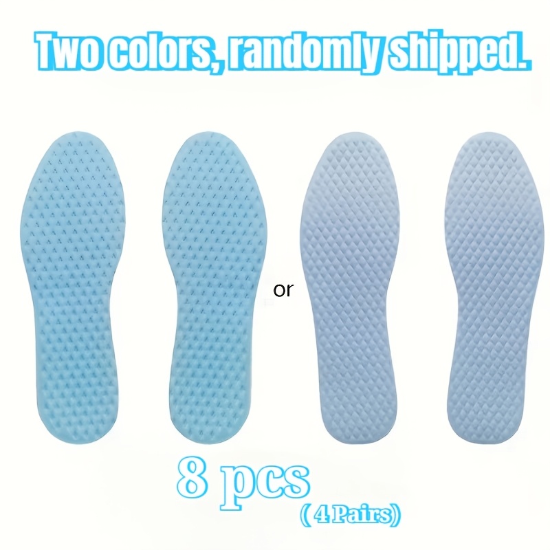 8pcs (4 Pairs) Summer Foot Relief Insoles, Cooling Breathable Sweat-wicking Cushion, Keep Feet Fresh And Day, Random Color And Pattern
