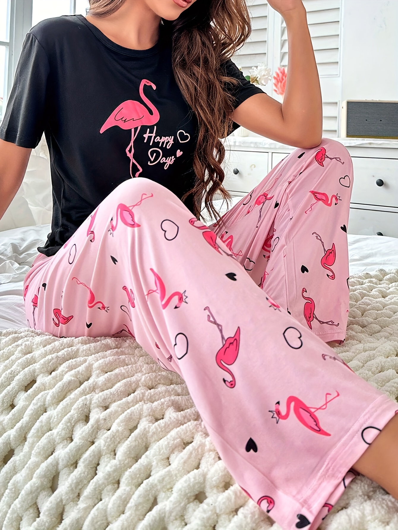 Womens flamingo pajama set sale