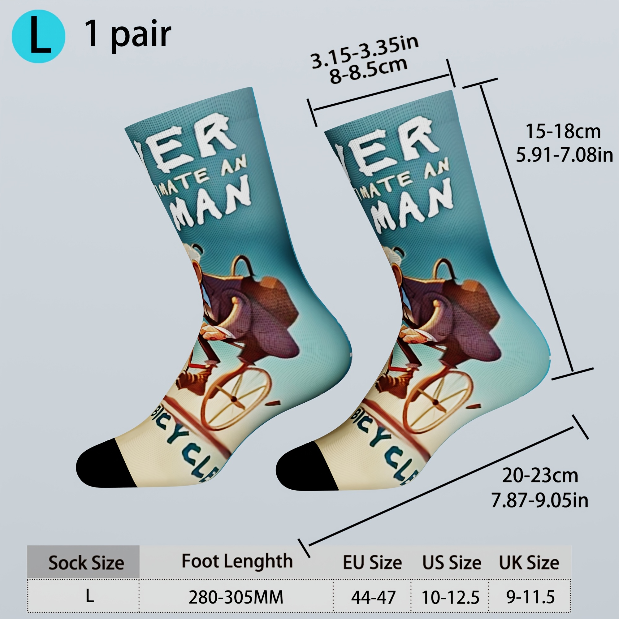 TEMU 1-pair Men's Novelty Socks | Digital And Trendy Print, , Odor Resistant, Non-binding Cuff, Suitable For Sports, Casual, Business & Parties -