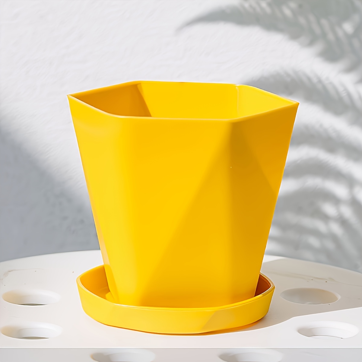 Image of 2pcs Plastic Pots, Creative Resin Green Plant & Succulent Plastic Flower Pots, Thickened Nordic Minimalist Style Large Large Size Flower Pots (1 Flower Pot & 1 Saucer) Gardening Gift,home Decor