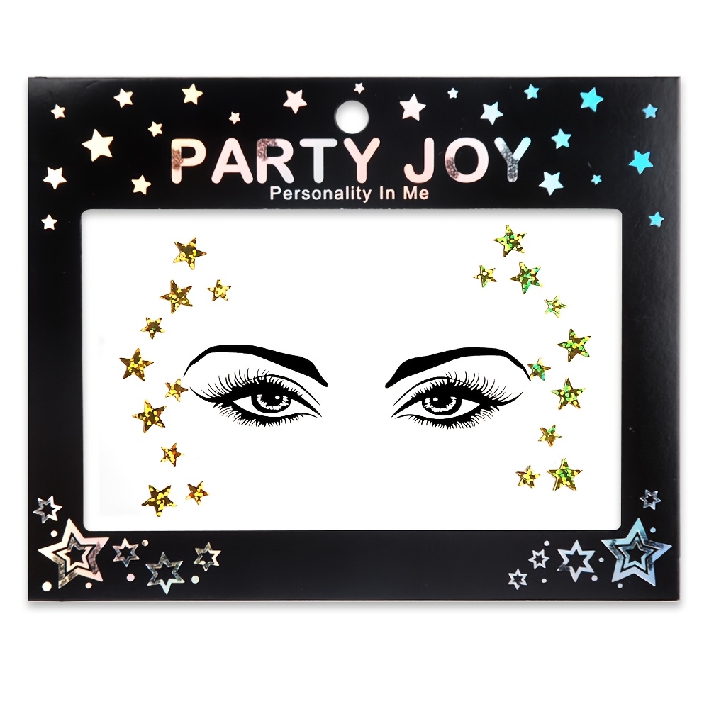 Image of Acrylic Rhinestone Face Stickers - Self-adhesive Party Props For Festivals, Makeup, And Stage Decorations, Creative |glittery |acrylic Rhinestone Stickers, Party Picture Props