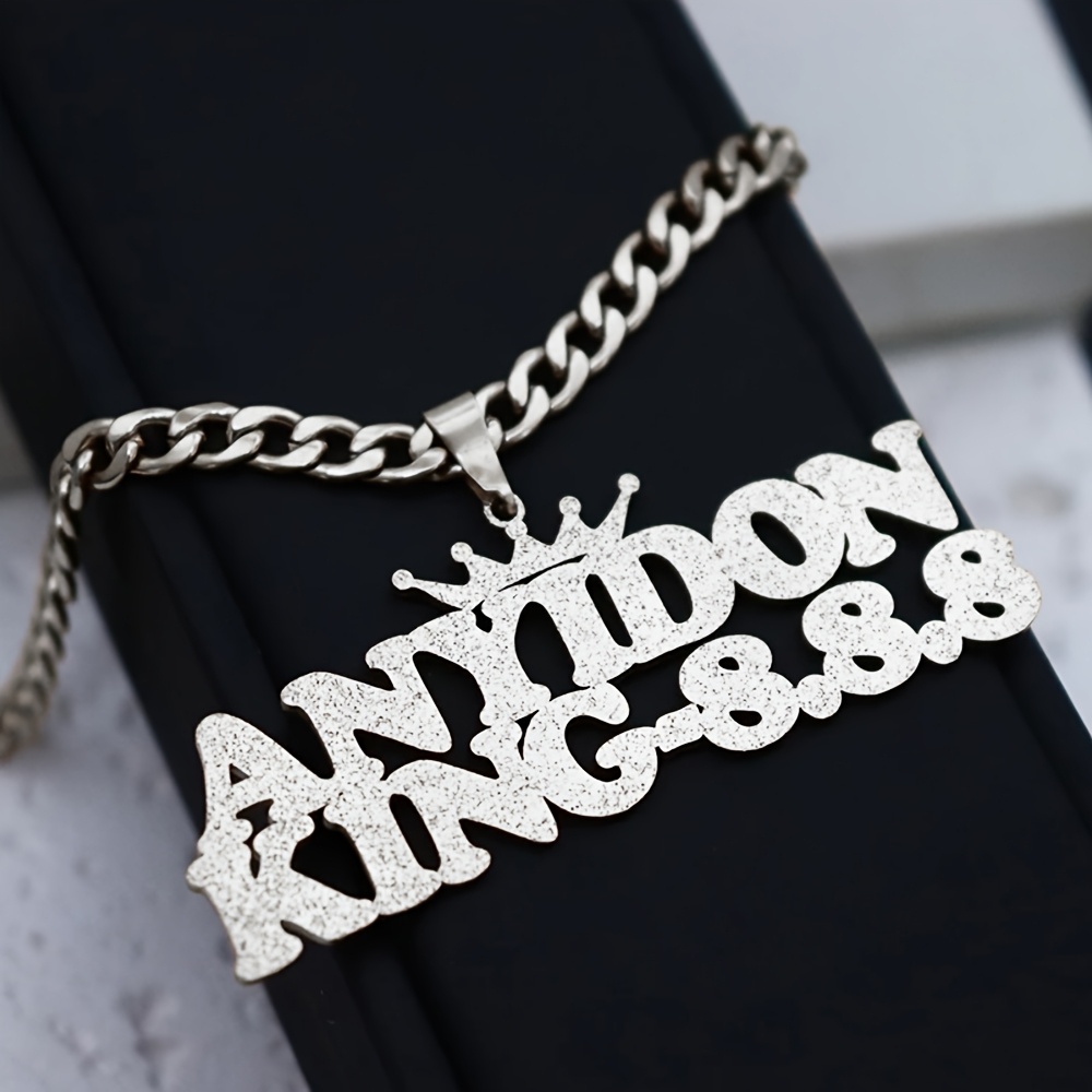 E-shop Individuelle 4MM Kubanische Kette Mattierte Namenskette 304 304 Edelstahl Glitzernde, auffällige Namenskette Herrenkette Personalisierte Krone
