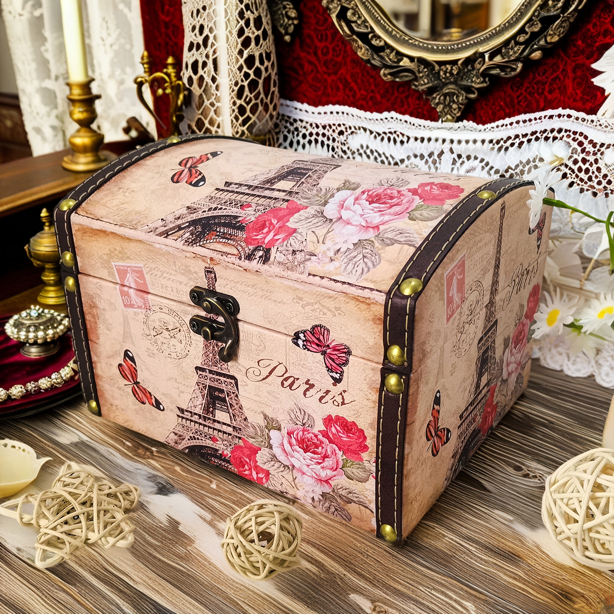 Image of 1pc Vintage Handmade Vintage Craft Box, Craft Souvenir Storage Box, Can Store , Small Jewelry, Gifts, Small Objects, Collectibles, Etc., Christmas Gift, New Year Gift, Men's Gift, Women's Gift