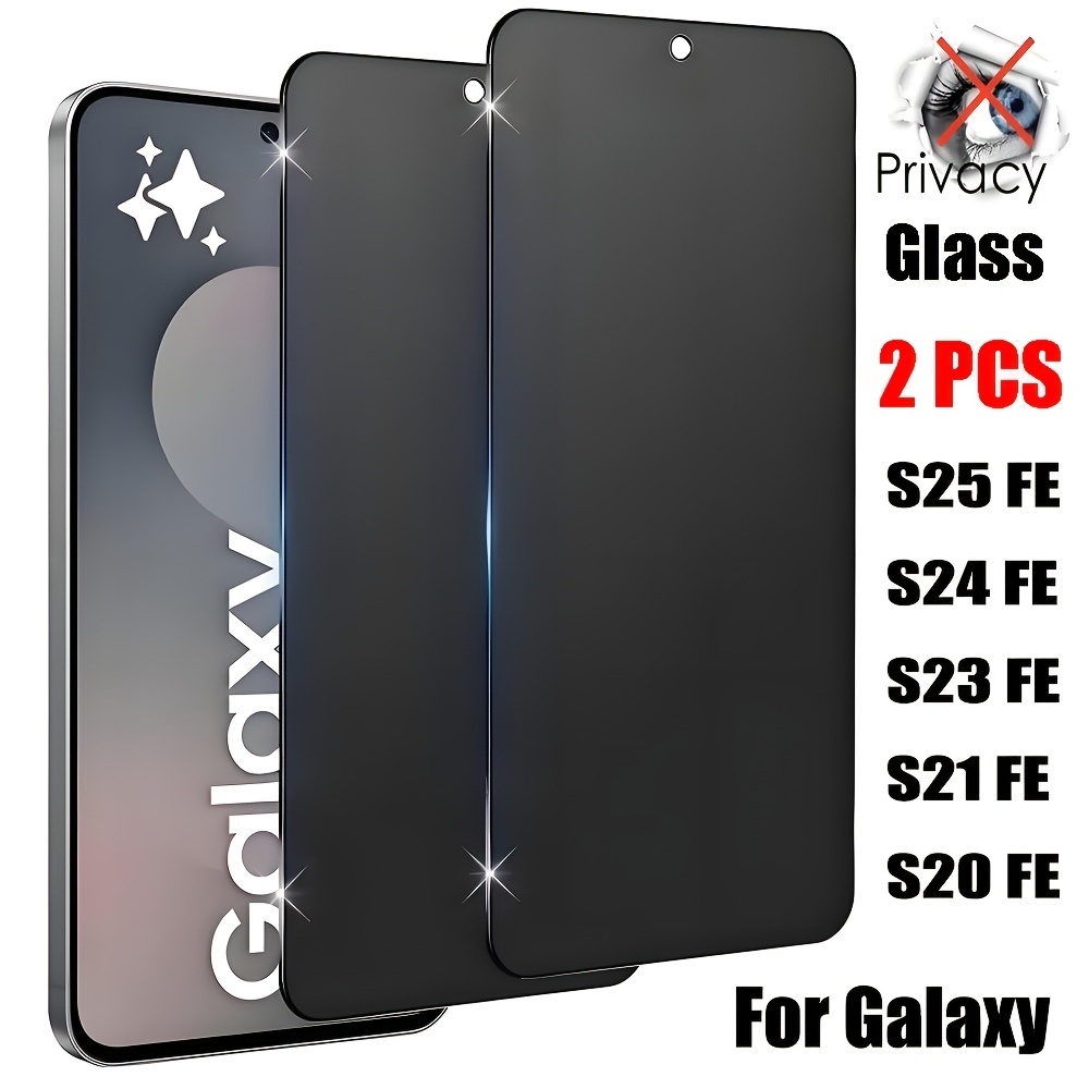 E-shop 2 Stück Blickschutzfolie passend für Samsung Galaxy S25 FE 5G S24 FE S23Fe S21 Fe S20 FE, gehärtete Folie, hohe Klarheit, blasenfrei,
