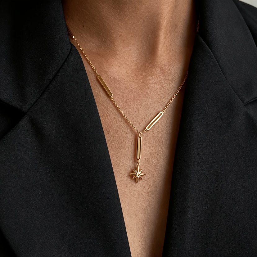 High-End Cold Style Long Round Hollow Shape Pendant Necklace