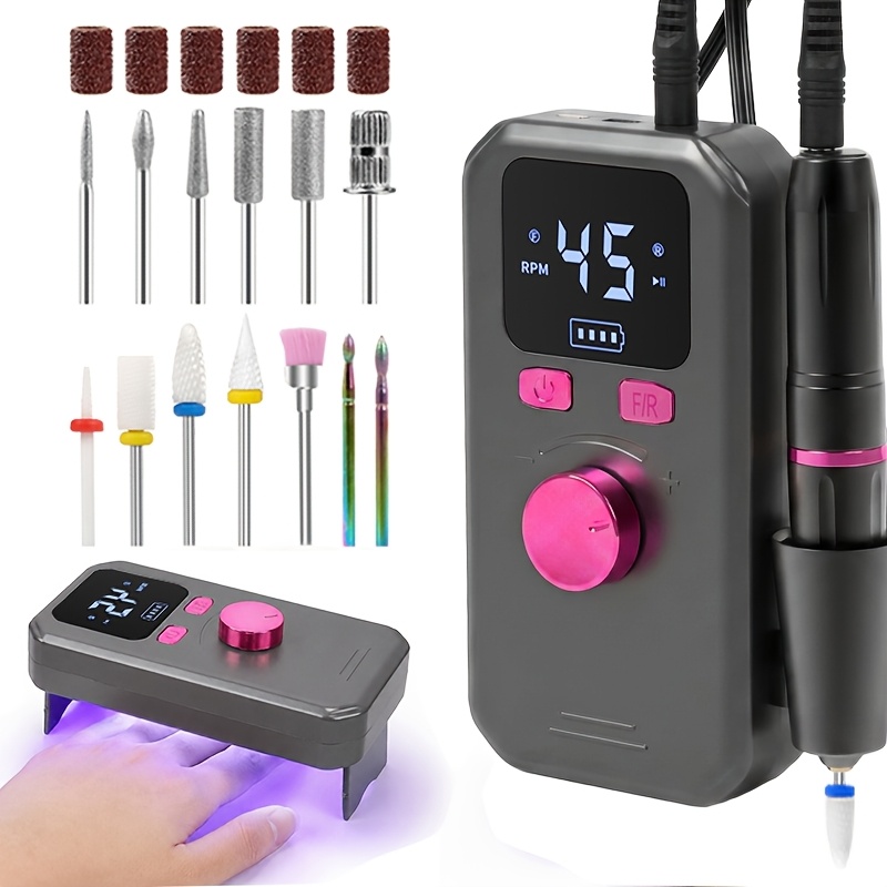 DENGXUN 2-in-1 Nail Drill & Nail Lamp with LED Display