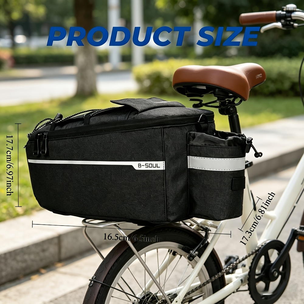 TEMU Bike Rear Rack Bag 10l - Reflective Bicycle Rear Seat Cargo Bag And Bike Panniers Bag, Cycling Luggage Bag
