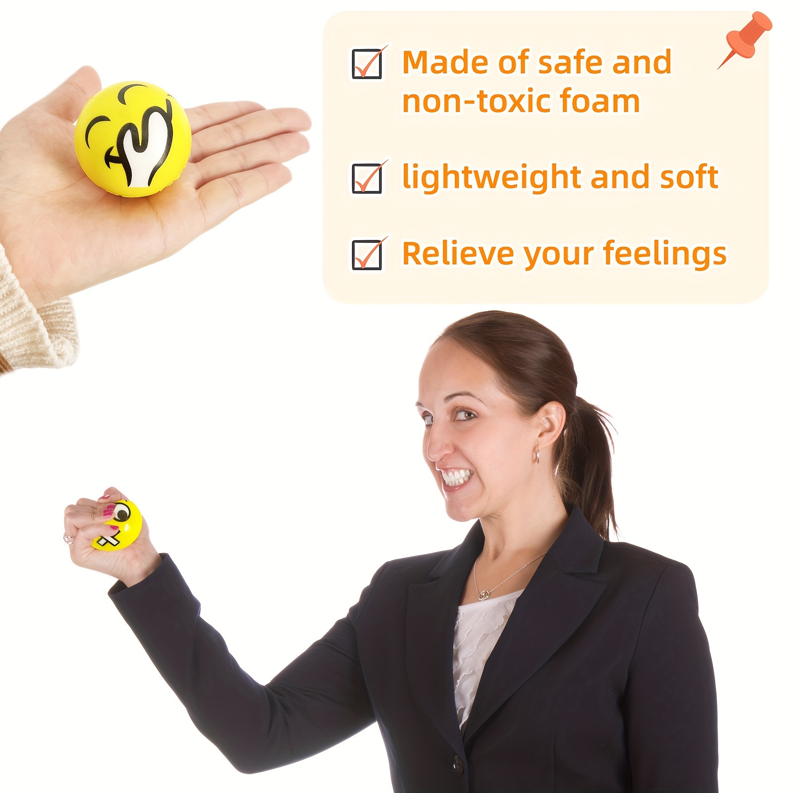 40pcs Mini 2 Inch Stress Relief Balls Foam Squeeze Toys - Funny Expressions