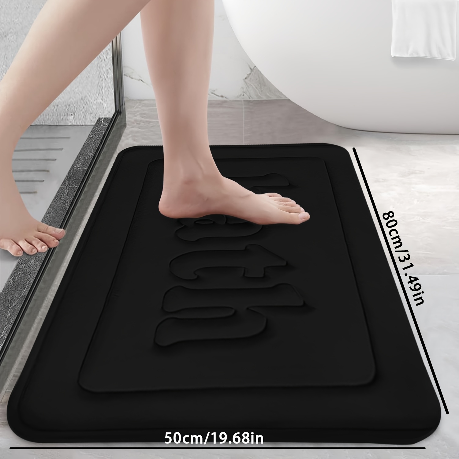 TEMU Tapis de Bain en Antidérapant Lavable en Machine à Poils Courts Plate et Confortable avec Absorption, Idéal pour Salle de Bain, Salon, Cuisine,