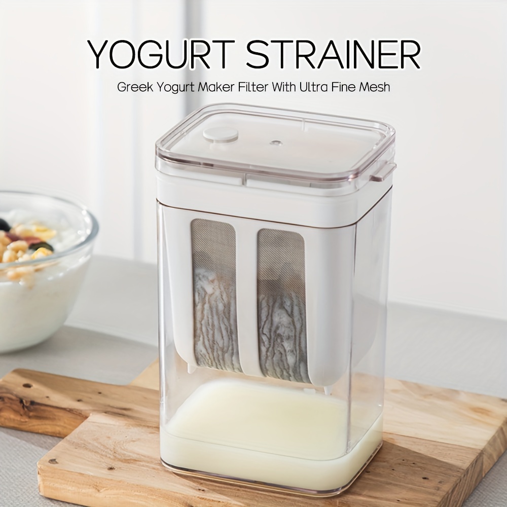 Máquina para hacer yogur griego con filtro y control de temporizador, olla  interior de acero inoxidable, digital automática con 2 tarros de vidrio de
