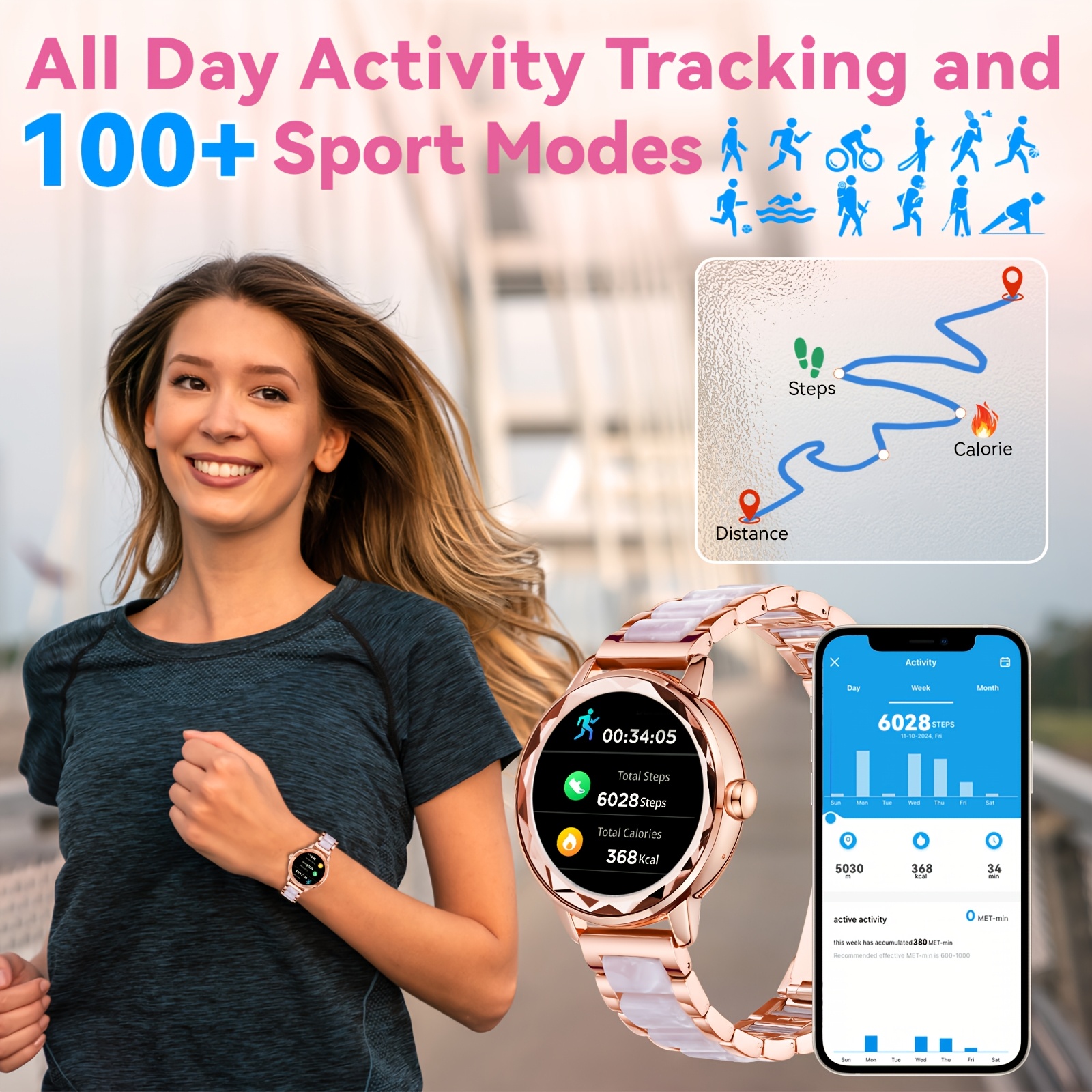 reloj inteligente elegante mujeres 2025 pantalla hd Temu Uruguay