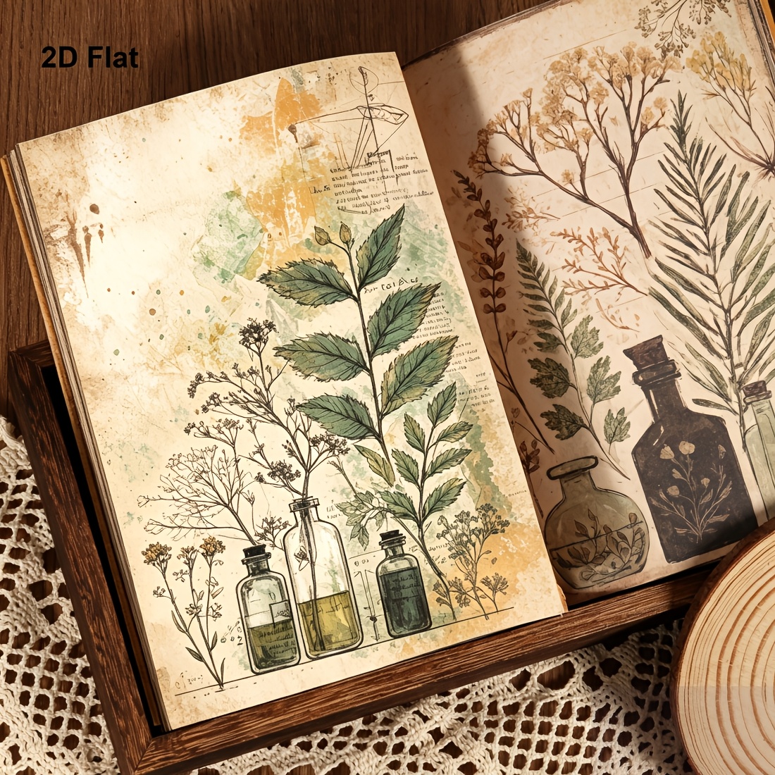 E-shop JAI IMAN Notizbuch im A5-Format mit 96 Seiten (nicht wiederholende Muster) Kräutermustern, für Souvenir, Tagebuch, botanische Apotheke,