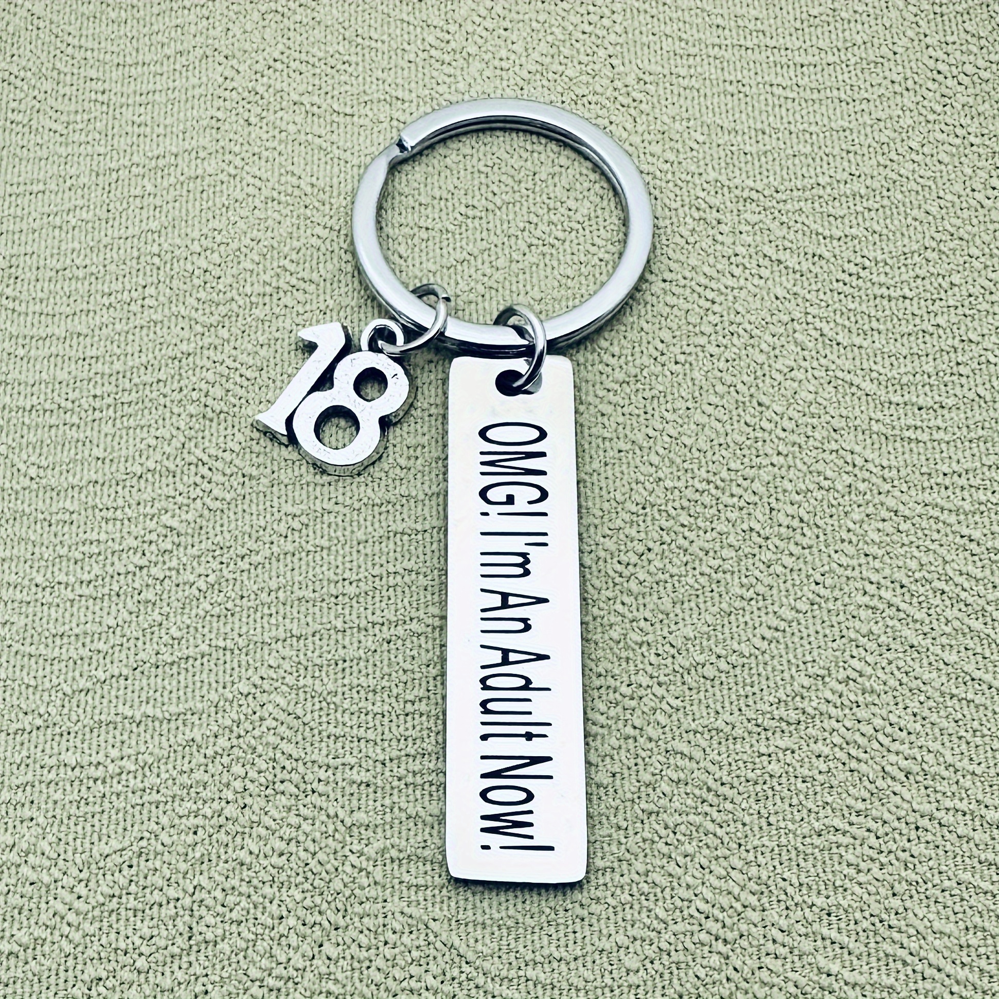 

1pc, "OMG! adulte " Porte-clés, Acier inoxydable, Cadeau 18e anniversaire, avec thème alphabet, et élégant, Pièce unique, Boucle d'anneau décorative pour hommes et femmes