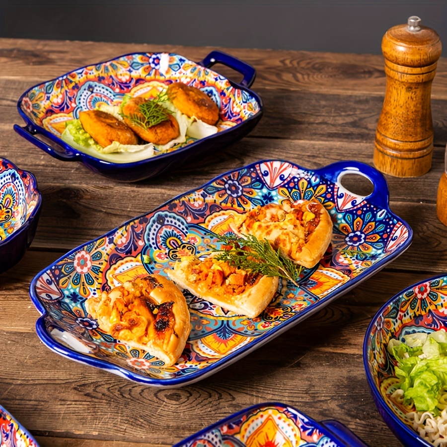 rectangular bohemian serving plate handles large boho style Temu