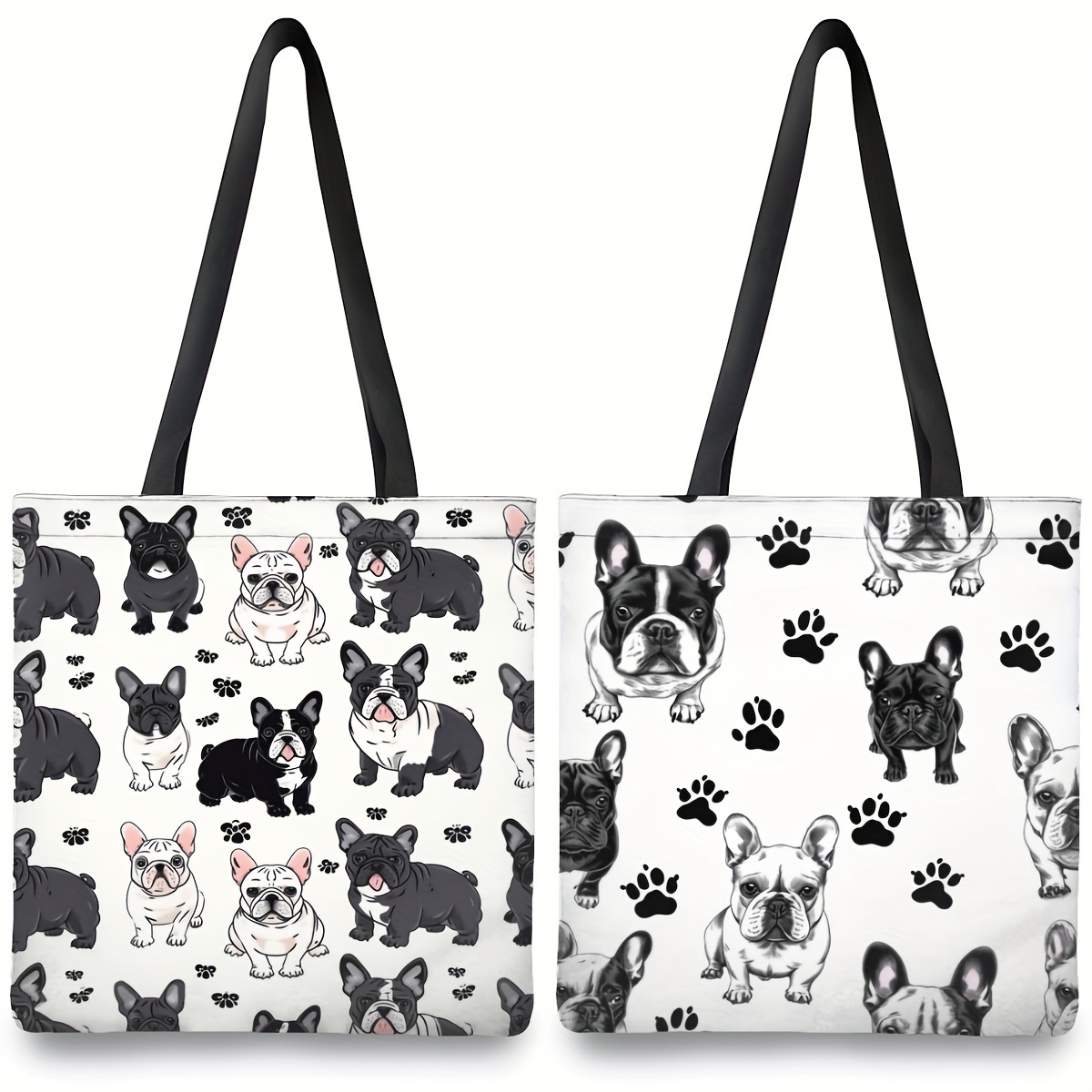 

1pc Cute Puppy Print Tote Bag, Large Capacity Shoulder Bag, Women's Casual Handbag For Work School Shopping