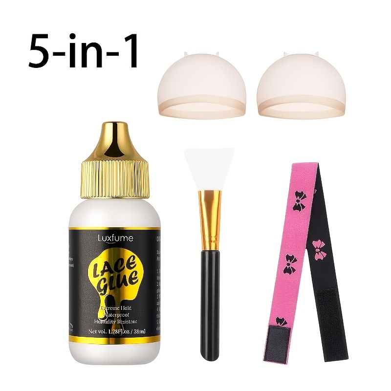 Luxfume Wig Wearer' 3-in-1 Kit! Strong Adhesive Glue + Hairband + Brush Combo, A Must-have For Beginners, Attaches Wigs Without Damaging Skin, Effortlessly Styles Wigs. Christmas Edition