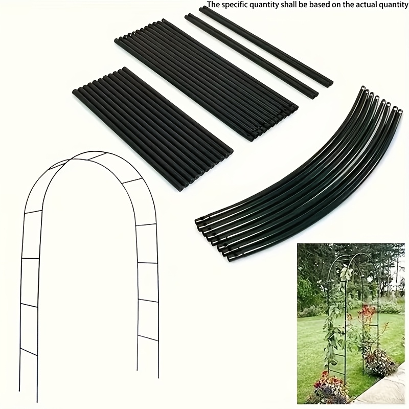 TEMU 2025 New Model: 1pc Black Easy-assemble Metal Gazebo With Brackets And Industrial Hardware Hooks | Heavy-duty Garden Arch, Adjustable To Wide Or