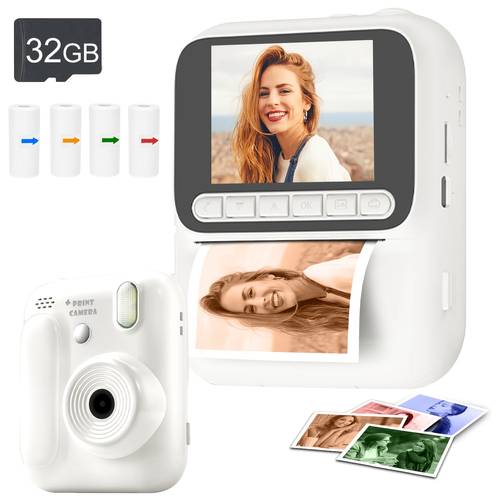 instant print camera with instant photo printing usb powered 3 rolls of printer paper no computer network required ideal for birthday christmas halloween gift portable camera fotograficas